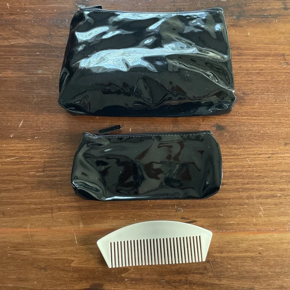 Vintage Estee Lauder Black Makeup Cosmetic Bag Travel Set